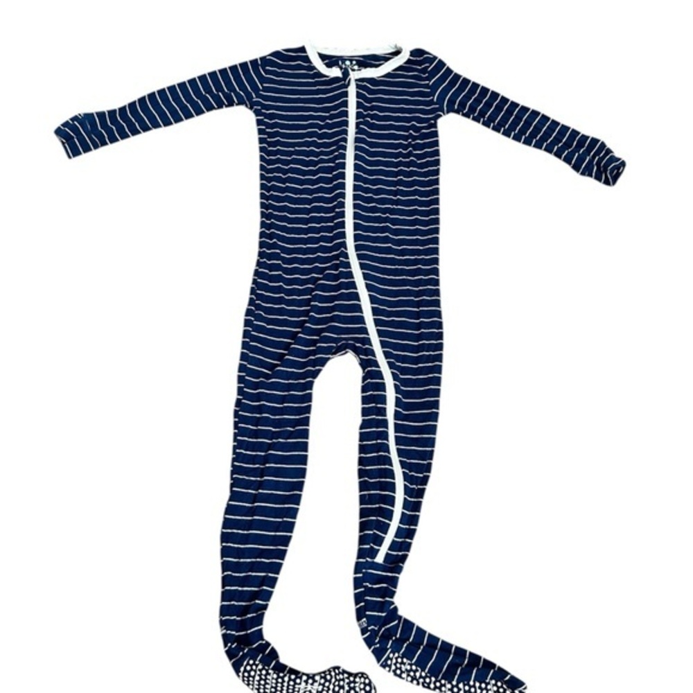 Kickee Pants Navy and White Striped Footie